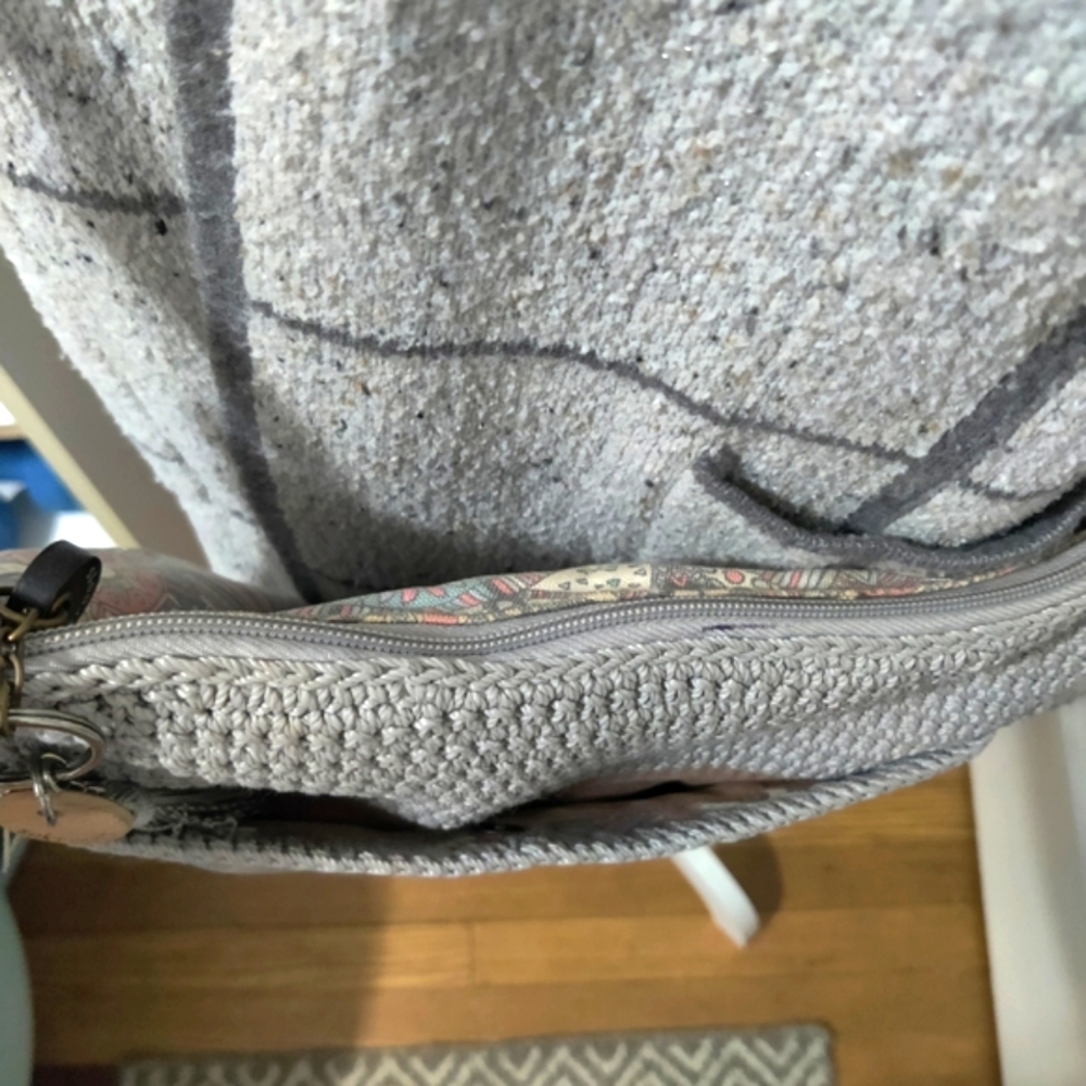 Sakroots Gray and Pink Bohemian Style Crossbody Crochet Bag - Picture 6 of 13